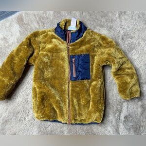 TOMMY BAHAMA Boys Fleece Brown & Navy Colorblock Jacket Size 5/6